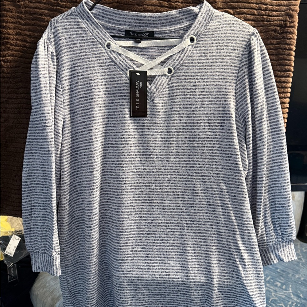 The Limited Gray Striped Women's Top